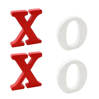 Wooden XOXO Tabletop Sign - Red and White Valentine's Day Decor for Home,Wedding,Table,Shelf,and Mantel Displays