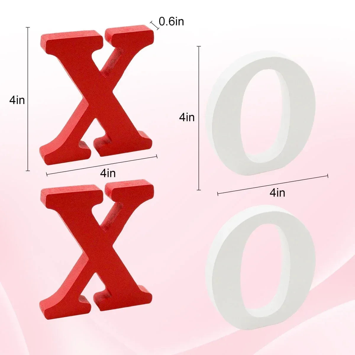 Wooden XOXO Tabletop Sign - Red and White Valentine's Day Decor for Home,Wedding,Table,Shelf,and Mantel Displays